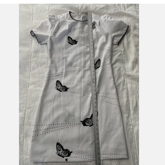 VINTAGE THE VESTED GENTRESS WHITE & BLACK BUTTERFLY DRESS - Picture 4 of 12